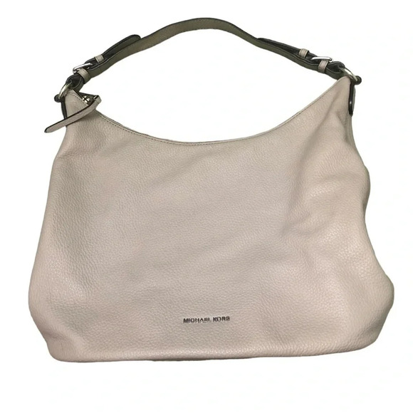 MICHAEL KORS LUPITA GRAY PEBBLED LEATHER HOBO SHOULDER BAG - Picture 1 of 7
